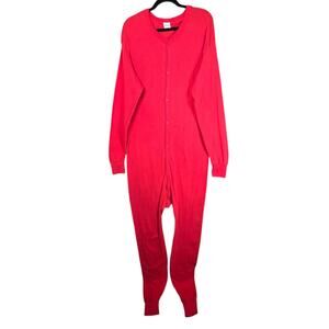 Indera Union Suit Mens 2XL Red Cotton Sleepwear Pajamas One Piece Thermal